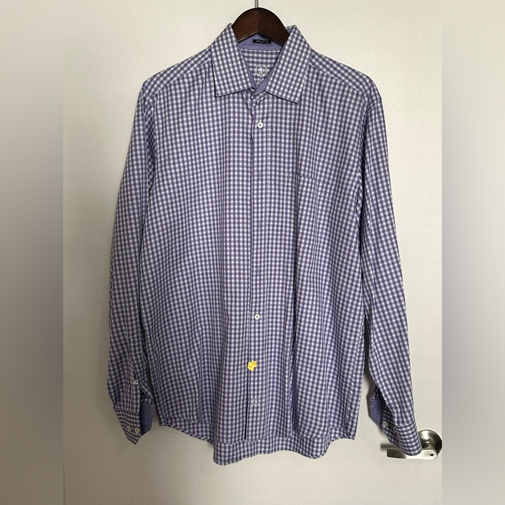 Bugatchi Uomo Black Long Sleeve Men's Dress Shirt Size Large shaped fit
